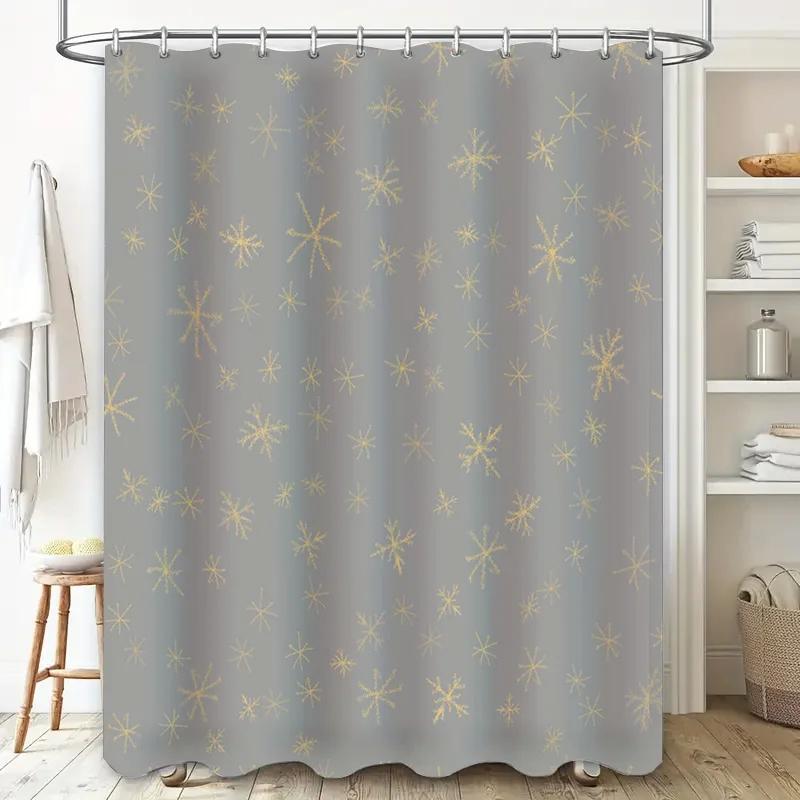Golden Snowflake Shower Curtain Decorative Waterproof Bath Rug With Ring Set Modern Bathroom Accessories For Home Decoration W60H190(CM)-1 Pcs
Golden Snowflake Shower Curtain Decorative Waterproof Bath Rug With Ring Set Modern Bathroom Accessories For Home Decoration W60H190(CM)-1 Pcs