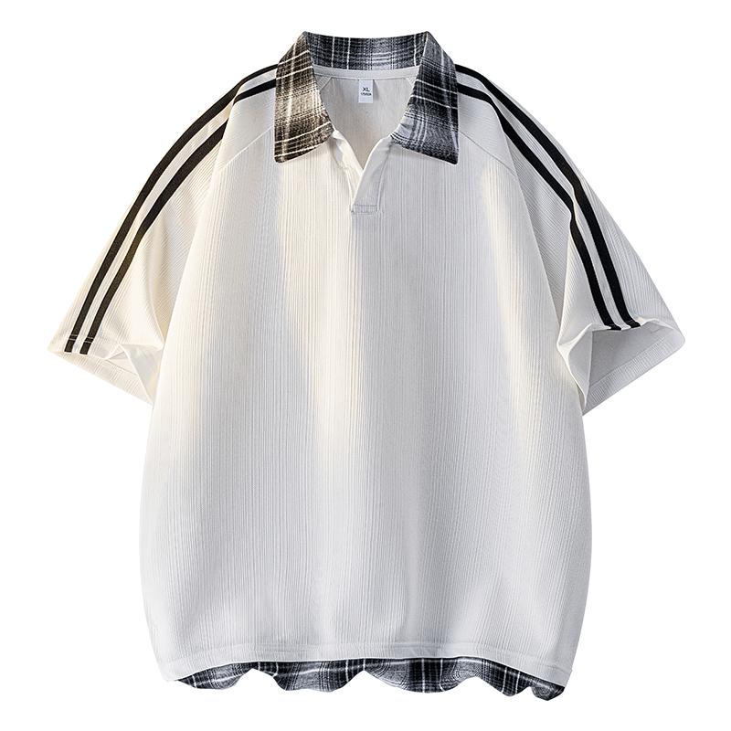Summer Short-sleeved T-shirt Shirt Color Block Men s POLO Shirt XL білий
Summer Short-sleeved T-shirt Shirt Color Block Men s POLO Shirt XL білий