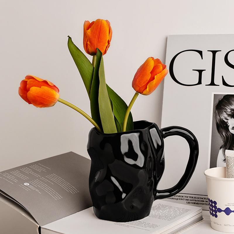 Creative Ceramic Vase with Handle Ceramic Cup Flower Arrangement Hydroponics Accessories Wrinkle Mug Flower Vases Pots Decor
Creative Ceramic Vase with Handle Ceramic Cup Flower Arrangement Hydroponics Accessories Wrinkle Mug Flower Vases Pots Decor