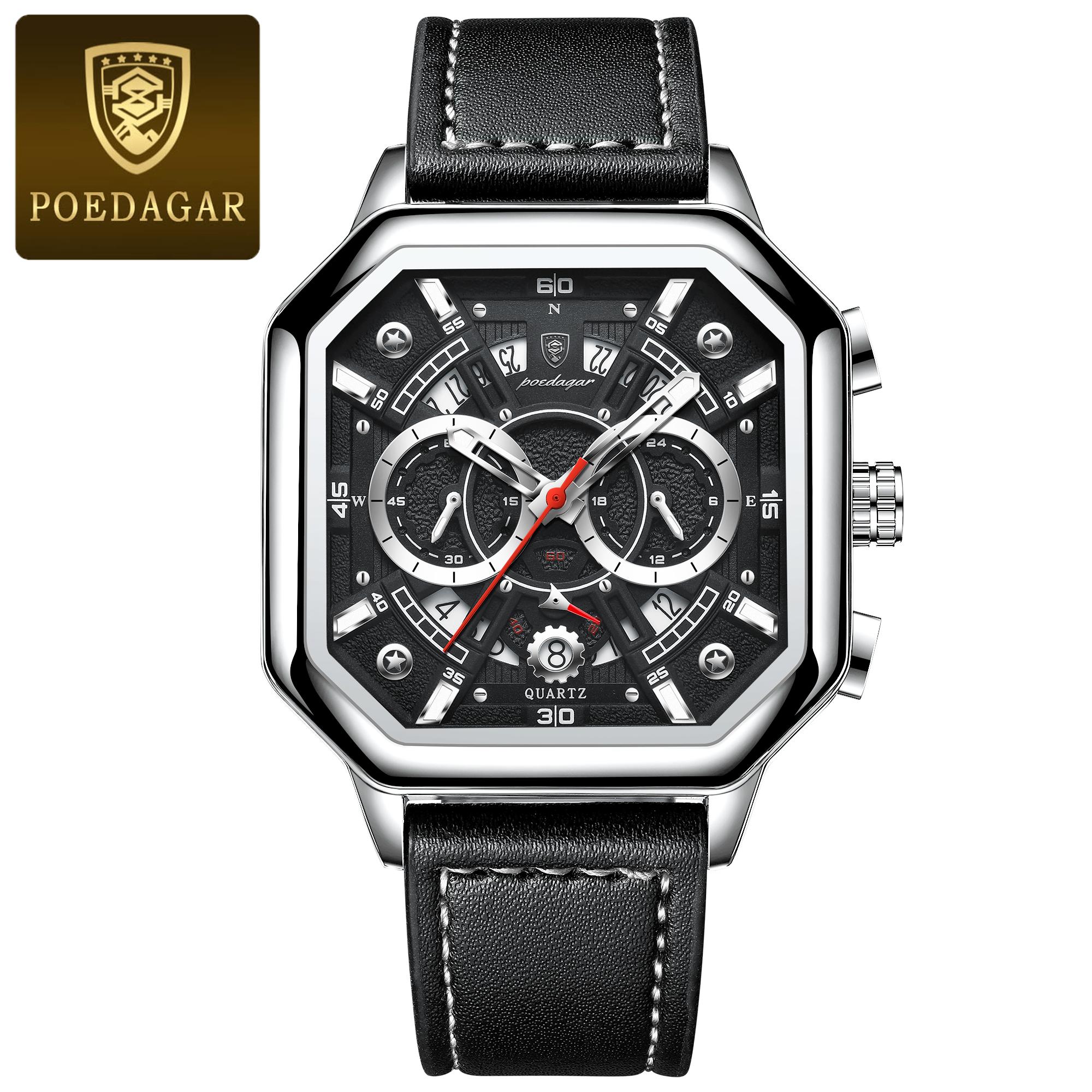 POEDAGAR Luxury Chronograph Square Man Watch Waterproof Luminous Date Men Watch Sports Leather Men s Watches Quartz SL чёрный/серебряный
POEDAGAR Luxury Chronograph Square Man Watch Waterproof Luminous Date Men Watch Sports Leather Men s Watches Quartz SL чёрный/серебряный