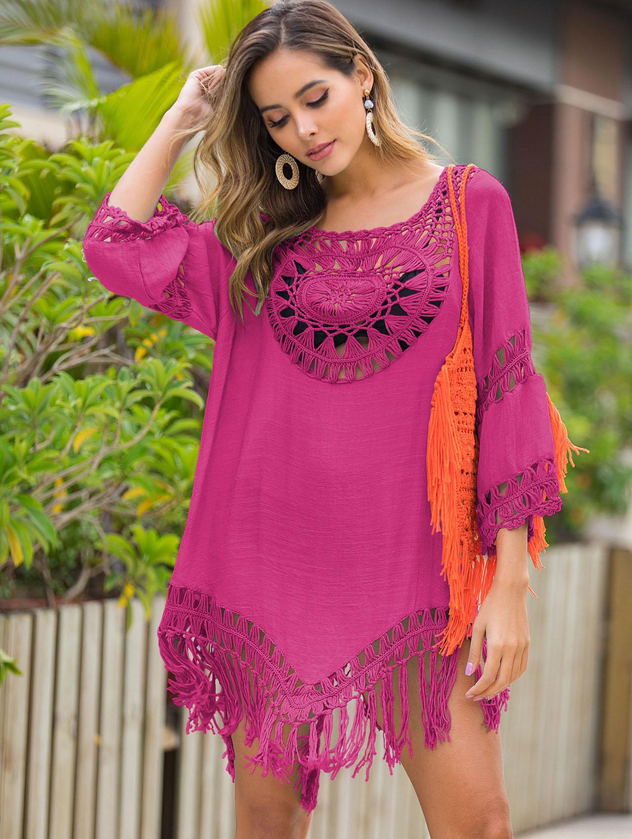 Жіноча одноколірна жіноча сукня з гачком і китицями, невимушений святковий стиль, літній пляж, сонцезахисна сорочка з кришкою для жінок перська-рожевий колір
Жіноча одноколірна жіноча сукня з гачком і китицями, невимушений святковий стиль, літній пляж, сонцезахисна сорочка з кришкою для жінок перська-рожевий колір