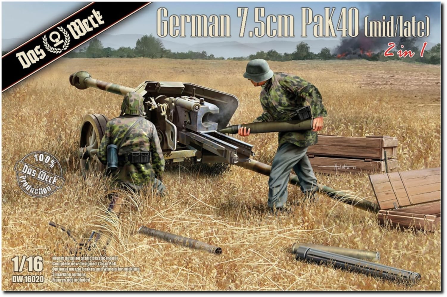 Das Werk Germany PaK40 2in1 Пластиковая модель USCDW16020 1/16 7.5см (Средняя/Поздняя модель) (Пушка)
Das Werk Germany PaK40 2in1 Пластиковая модель USCDW16020 1/16 7.5см (Средняя/Поздняя модель) (Пушка)