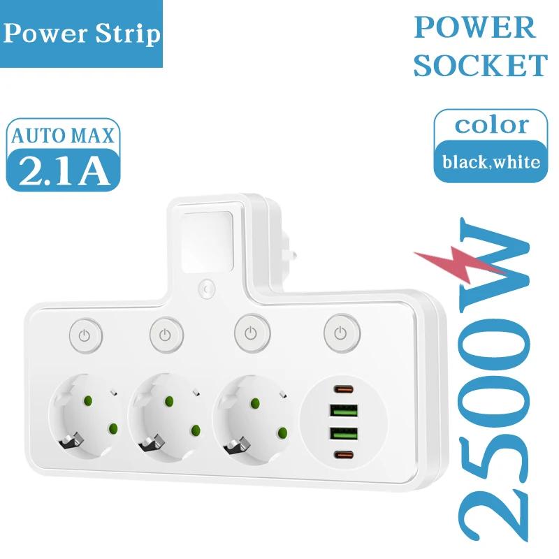 Desktop EU Plug Power Strip with 3 AC Outlets + 2 USB Ports + 1 Type C, 6-in-1 Plug Socket Adapter Wall Charger for Home Office 1138U White
Desktop EU Plug Power Strip with 3 AC Outlets + 2 USB Ports + 1 Type C, 6-in-1 Plug Socket Adapter Wall Charger for Home Office 1138U White