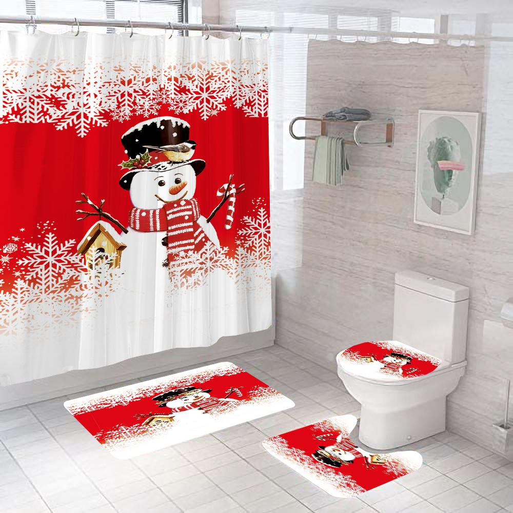 Merry Christmas Shower Curtains Bathroom Curtain Set Santa Snowman Bath Mats Toilet Lid Cover Non-Slip Carpet Home Decor W60H190(CM)-1 Pcs
Merry Christmas Shower Curtains Bathroom Curtain Set Santa Snowman Bath Mats Toilet Lid Cover Non-Slip Carpet Home Decor W60H190(CM)-1 Pcs