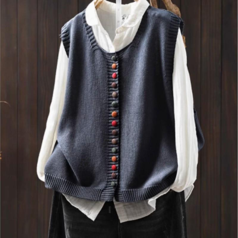 Johnature Женские Винтажные Пуловеры Однотонные С О-образным Вырезом Без Рукавов Вязаные Осенние Свободные Повседневные Свитеры One Size синий
Johnature Женские Винтажные Пуловеры Однотонные С О-образным Вырезом Без Рукавов Вязаные Осенние Свободные Повседневные Свитеры One Size синий