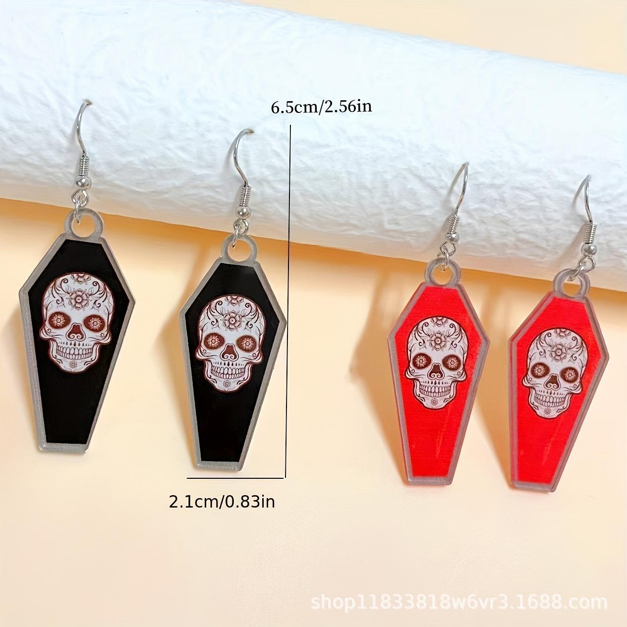 Exquisite2 pairs of cross-niche personality skull earrings gothic halloween coffin pendant earrings for men and women чорний
Exquisite2 pairs of cross-niche personality skull earrings gothic halloween coffin pendant earrings for men and women чорний
