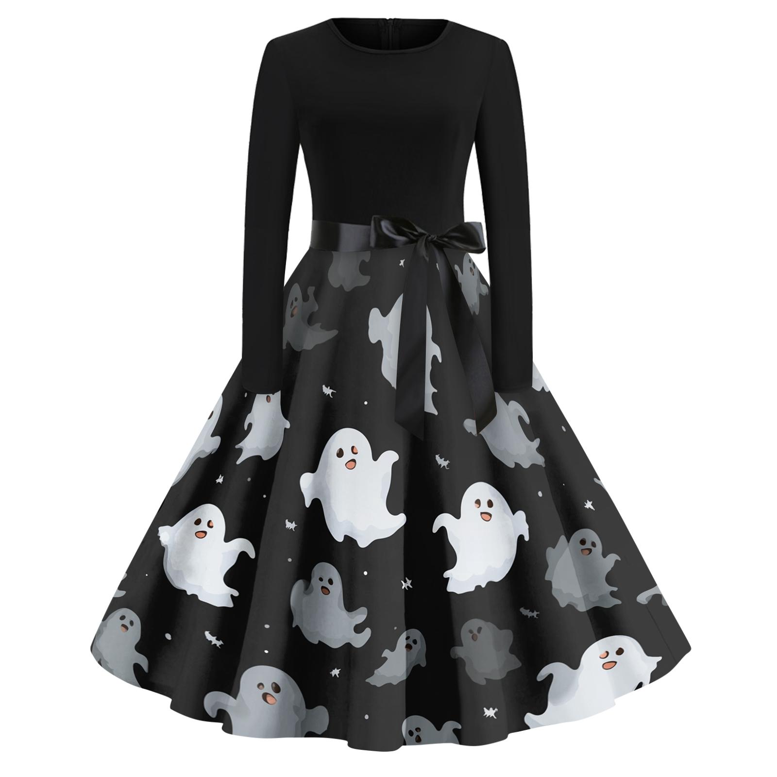 Women s Casual Fashion Round Neck Halloween Printed Vintage Dress L
Women s Casual Fashion Round Neck Halloween Printed Vintage Dress L