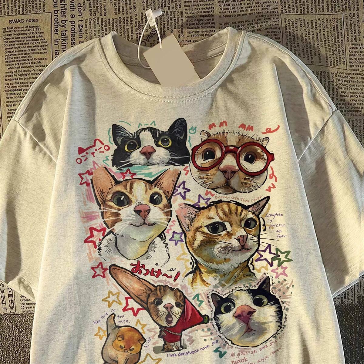 Healing Cartoon Cat Unisex Kids Summer Cotton T-Shirt - Sweet, Cool, Short-Sleeved, Casual Versatile Top 130cm
Healing Cartoon Cat Unisex Kids Summer Cotton T-Shirt - Sweet, Cool, Short-Sleeved, Casual Versatile Top 130cm