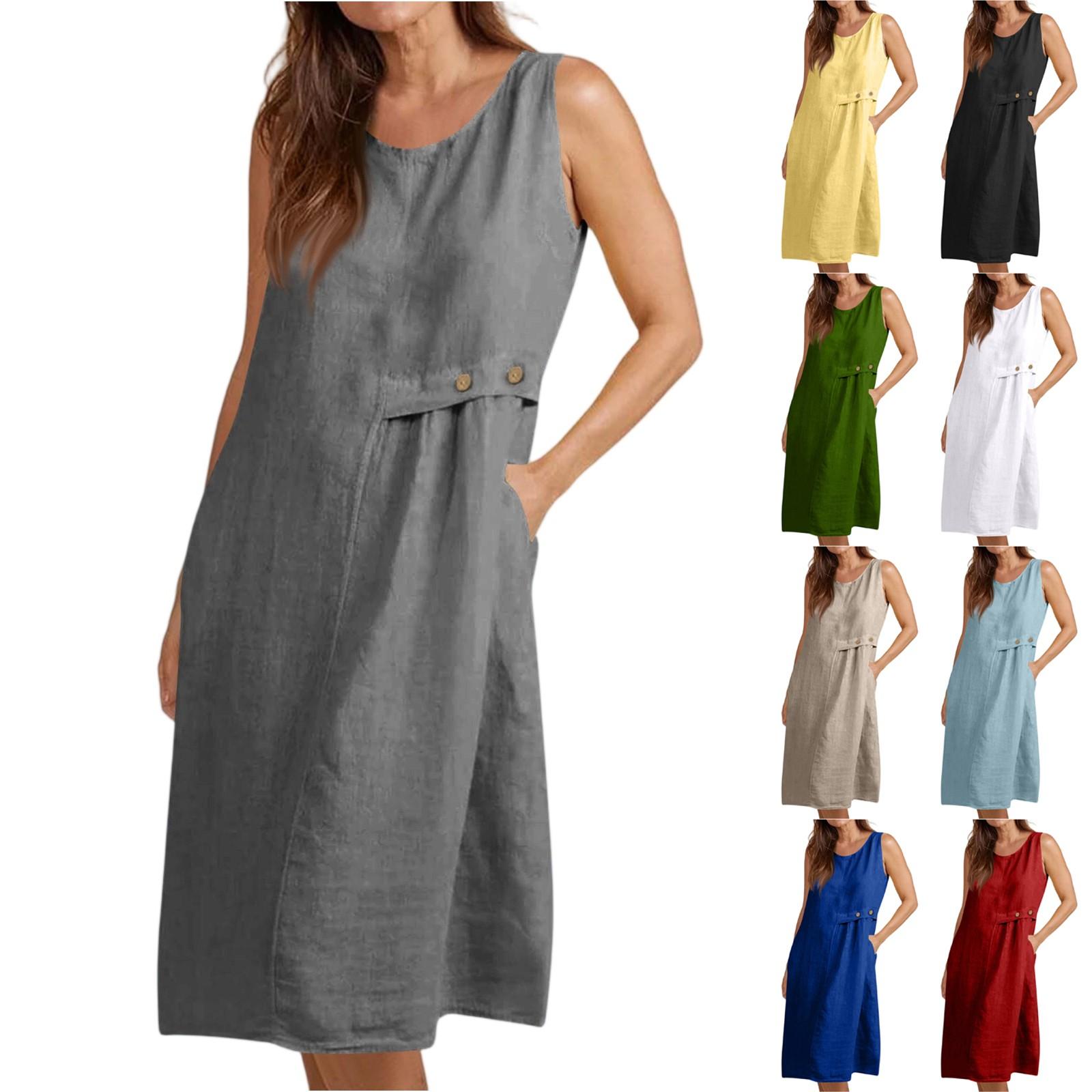 Women s Fashionable Solid Color Round Neck Button Pocket Loose Sleeveless Vest Dress M чорний
Women s Fashionable Solid Color Round Neck Button Pocket Loose Sleeveless Vest Dress M чорний