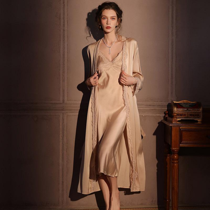 Women’s Sexy Ice Silk Pajama Set Long Camisole Nightgown and Robe Lace Two-Piece Sleepwear Spring Summer Autumn XL шампанського
Women’s Sexy Ice Silk Pajama Set Long Camisole Nightgown and Robe Lace Two-Piece Sleepwear Spring Summer Autumn XL шампанського