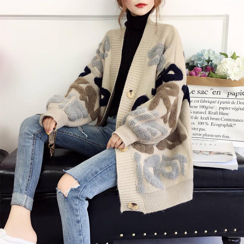 New Korean Style Loose Knit Cardigan: Autumn/Winter, Contrast Letter Design, Casual Women s Sweater One Size хаки
New Korean Style Loose Knit Cardigan: Autumn/Winter, Contrast Letter Design, Casual Women s Sweater One Size хаки