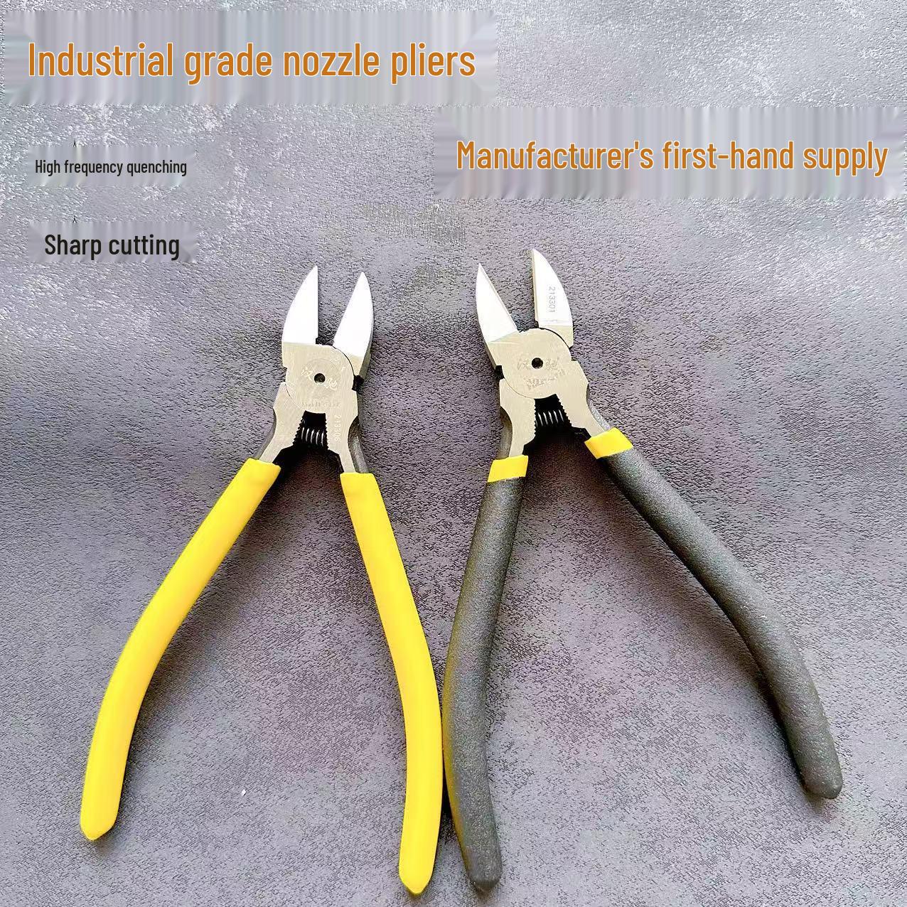 Industrial High Hardness Angled Electrician Nippers - Thin Type Hardware Tool Set 5-Inch Yellow Handle Cutting Pliers
Industrial High Hardness Angled Electrician Nippers - Thin Type Hardware Tool Set 5-Inch Yellow Handle Cutting Pliers