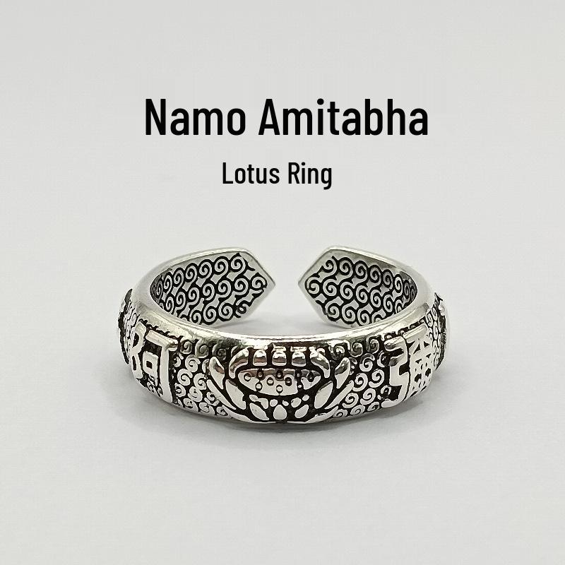 Yintai Feifei Retro Buddha Ring: Ethnic Open Design in Thai Silver with Namo Amitabha Motif Adjustable Open Size
Yintai Feifei Retro Buddha Ring: Ethnic Open Design in Thai Silver with Namo Amitabha Motif Adjustable Open Size