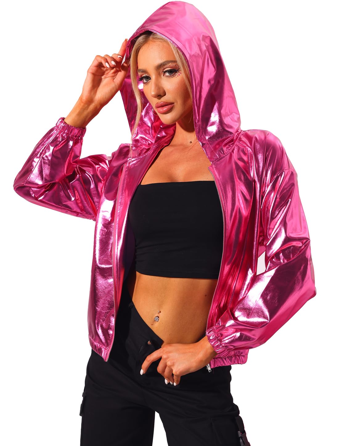 Allegra K Women s Metallic Hoodie, Shiny Long Sleeve Sequined Jacket, Perfect for Christmas Stage Performances, Hot Pink, Size M
Allegra K Women s Metallic Hoodie, Shiny Long Sleeve Sequined Jacket, Perfect for Christmas Stage Performances, Hot Pink, Size M