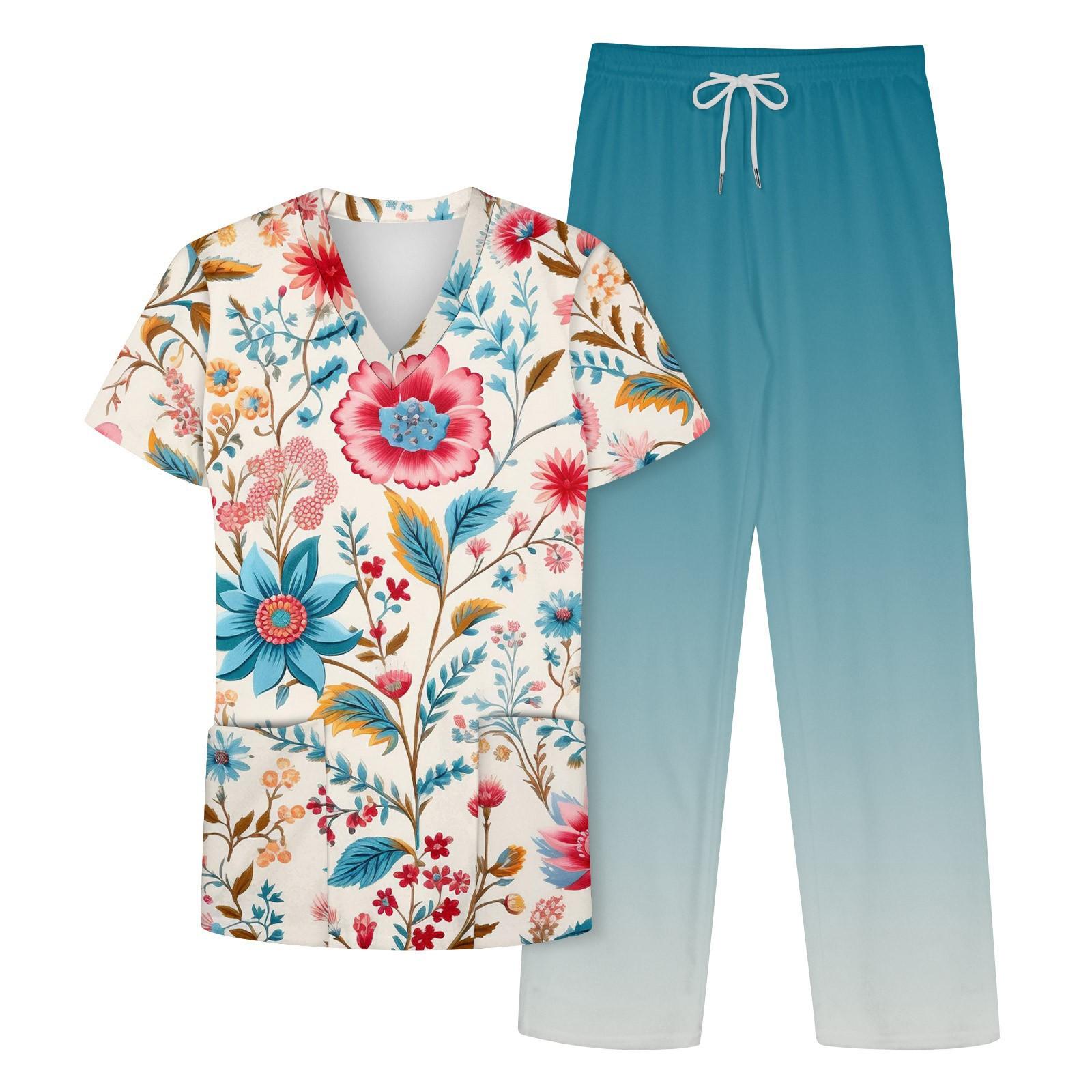 Женский рабочий топ с коротким рукавом, v-образным вырезом, 3D имитацией цветочного принта, нагрудный карман, рабочий топ, брюки с эластичной резинкой на талии, рабочий комплект из двух предметов S белый
Женский рабочий топ с коротким рукавом, v-образным вырезом, 3D имитацией цветочного принта, нагрудный карман, рабочий топ, брюки с эластичной резинкой на талии, рабочий комплект из двух предметов S белый