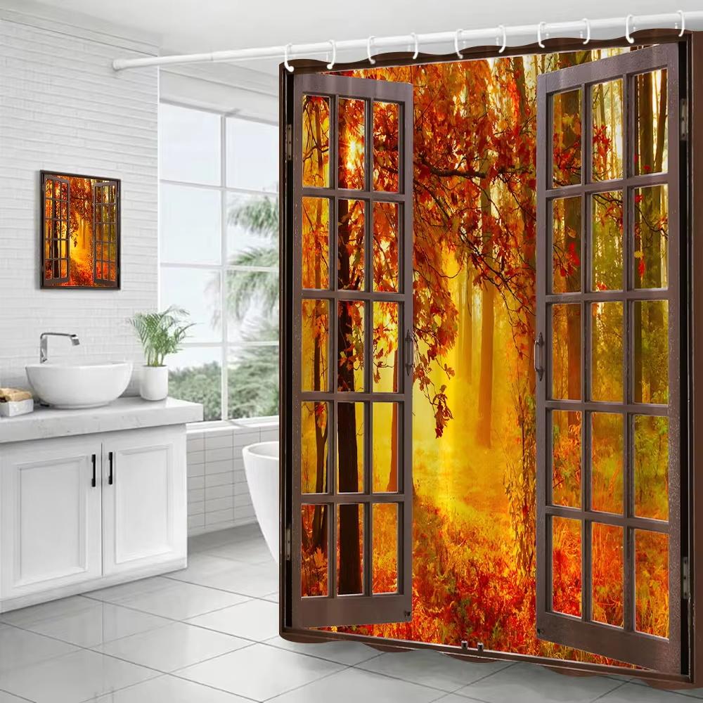 Autumn Forest Landscape Shower Curtains Brown Window Maple Trees Pathway Fall Nature Scenery Cloth Bathroom Decor Set With Hooks W60H190(CM)-1 Pcs
Autumn Forest Landscape Shower Curtains Brown Window Maple Trees Pathway Fall Nature Scenery Cloth Bathroom Decor Set With Hooks W60H190(CM)-1 Pcs