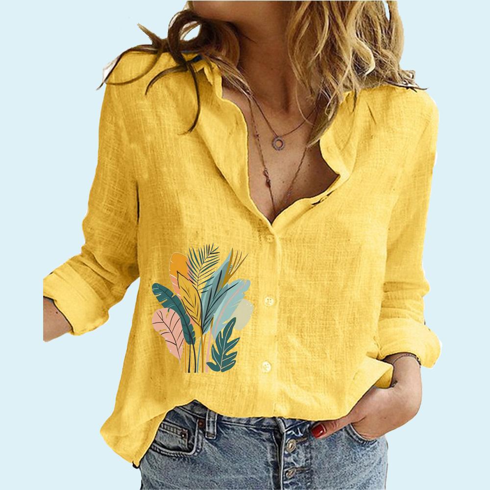 Women Fashion Floral Printed Button-up Shirt Loose Cotton Linen Top Ladies Casual Long Sleeved Blouse 5XL жовтий
Women Fashion Floral Printed Button-up Shirt Loose Cotton Linen Top Ladies Casual Long Sleeved Blouse 5XL жовтий