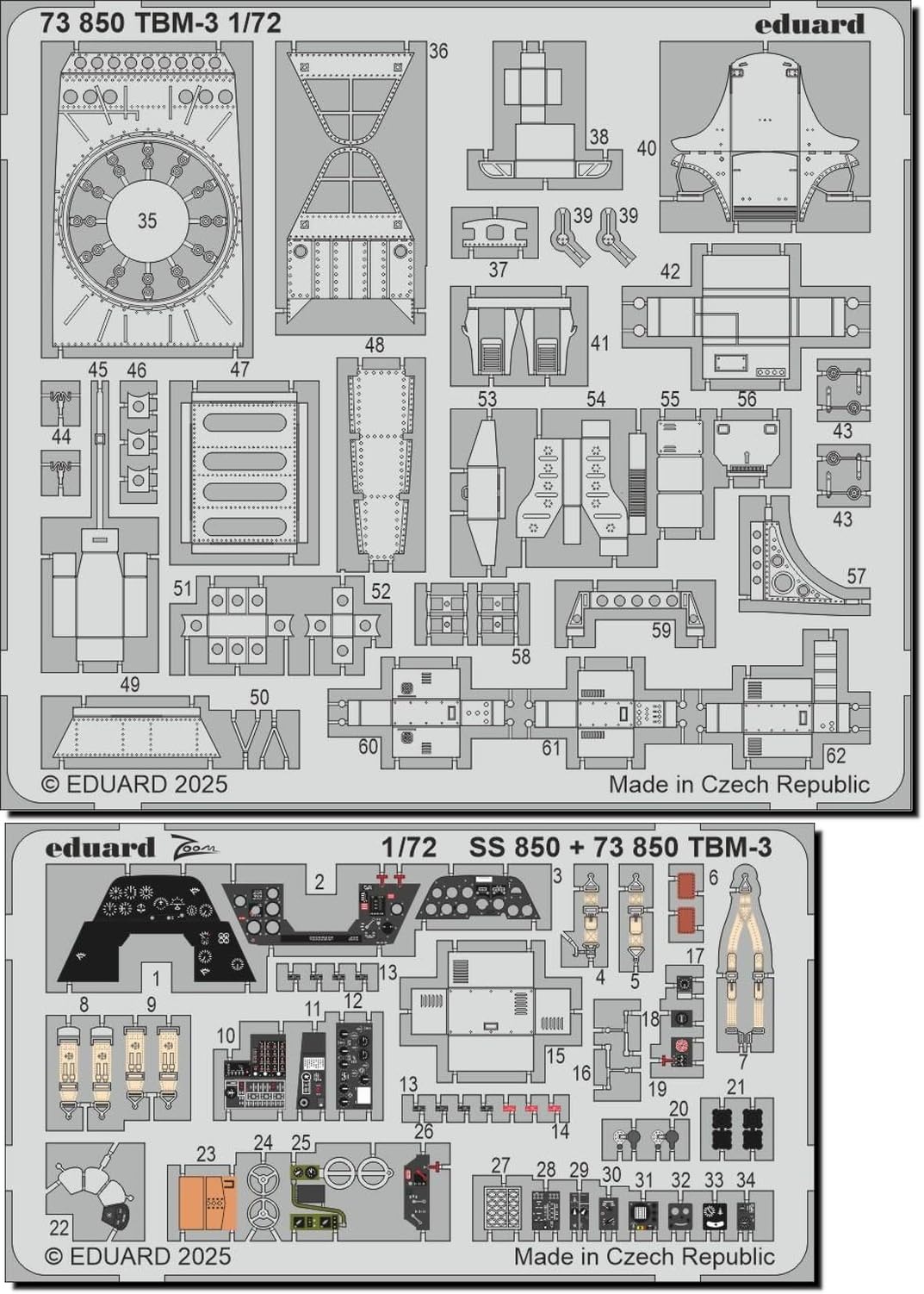 Eduard Etching Parts Hobby Plastic Model Parts EDU73850 1/72 TBM-3 (for Boss) (Airplane)
Eduard Etching Parts Hobby Plastic Model Parts EDU73850 1/72 TBM-3 (for Boss) (Airplane)