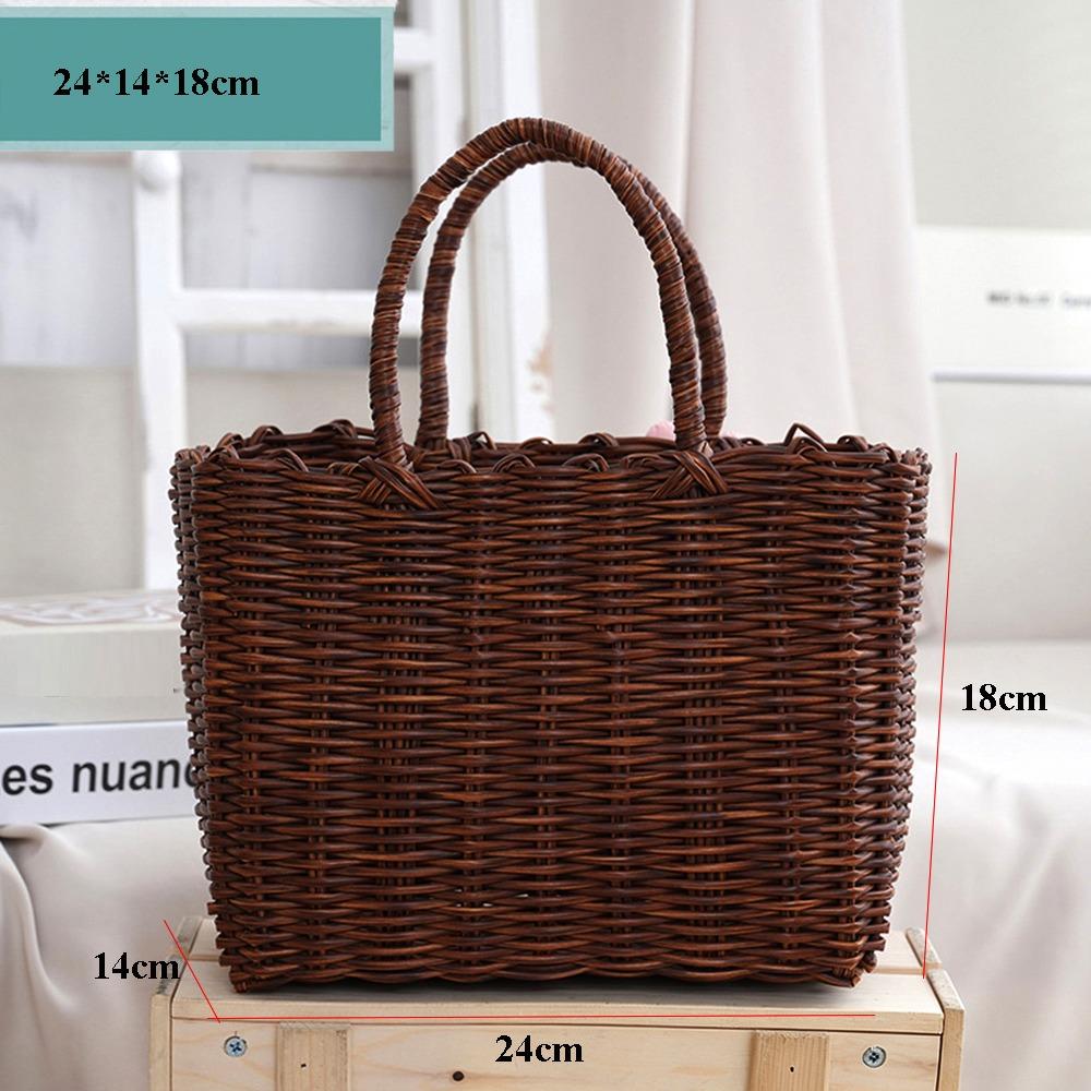 Rattan Woven Handmade Wicker Shopping Basket PE 24*14*18cm/23*12*18cm Picnic Storage Basket Multicolors коричневий
Rattan Woven Handmade Wicker Shopping Basket PE 24*14*18cm/23*12*18cm Picnic Storage Basket Multicolors коричневий