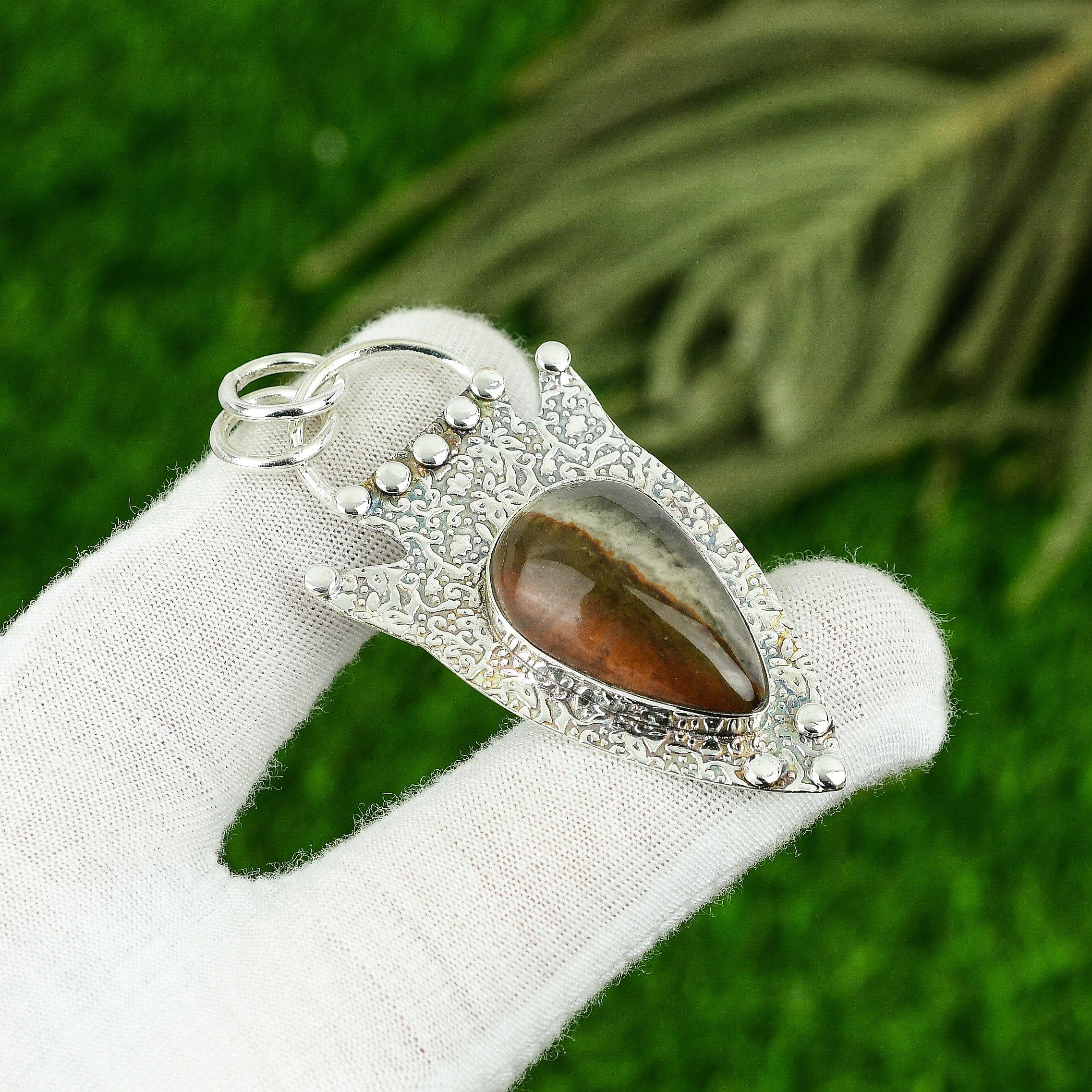 925 Silver Pear Polychrome Jasper Stone Bezel Sister Engagement Art Deco Pendant
925 Silver Pear Polychrome Jasper Stone Bezel Sister Engagement Art Deco Pendant