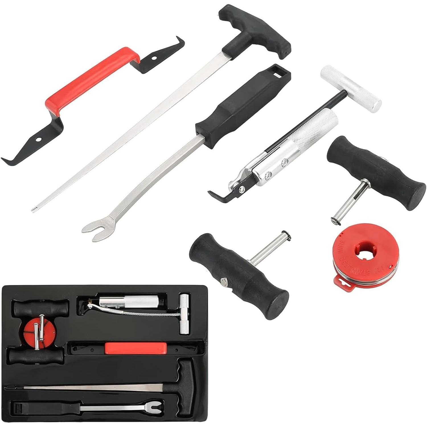 DASBET 7-Piece Windshield Remover | Trim and Upholstery Adhesive Cutter Puller Set for Glass Windscreen Removal
DASBET 7-Piece Windshield Remover | Trim and Upholstery Adhesive Cutter Puller Set for Glass Windscreen Removal