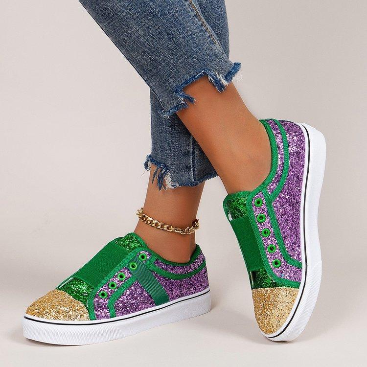 Spring and autumn new large size casual flat heel low-top color matching round head sequined canvas shoes 36
Spring and autumn new large size casual flat heel low-top color matching round head sequined canvas shoes 36