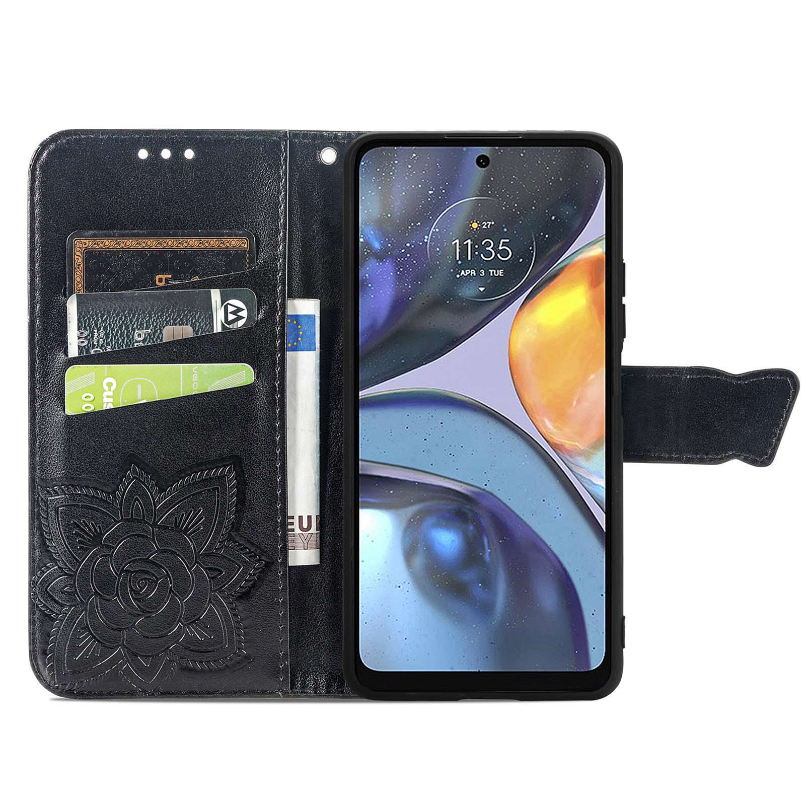 For Motorola Moto G22/E32 4G/E32s 4G Butterfly Pattern Imprinted Wallet Case Magnetic PU Leather Stand Flip Folio Cover with Strap Black
For Motorola Moto G22/E32 4G/E32s 4G Butterfly Pattern Imprinted Wallet Case Magnetic PU Leather Stand Flip Folio Cover with Strap Black