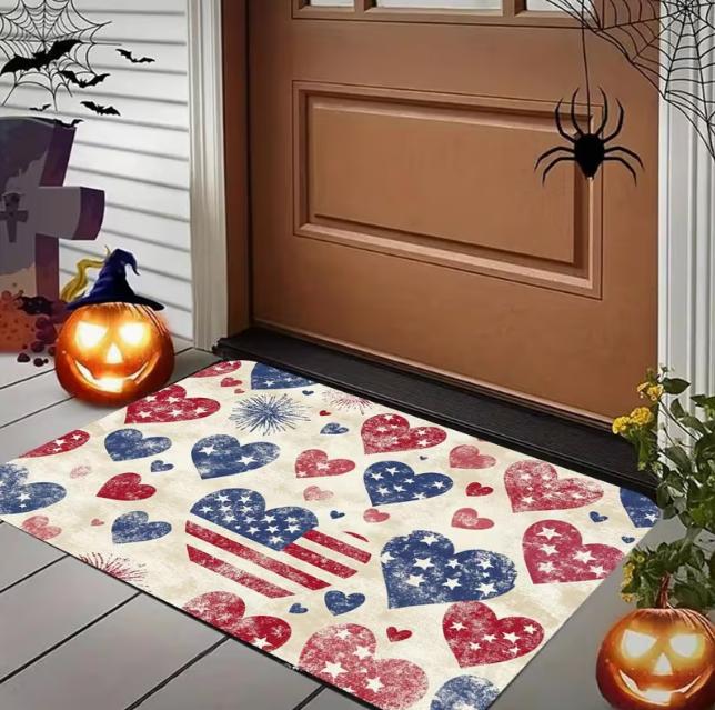 Modern Red White Blue Heart-shaped and Fireworks Door Mat Santi Slip Base Decor Decoration in Front Door Kitchen and Living Room 40cm x 60cm
Modern Red White Blue Heart-shaped and Fireworks Door Mat Santi Slip Base Decor Decoration in Front Door Kitchen and Living Room 40cm x 60cm