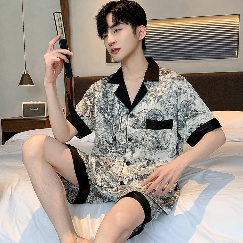 Men s Ink Painting Satin Pajama Set - Ice Silk, Short Sleeve & Shorts, Summer National Style L
Men s Ink Painting Satin Pajama Set - Ice Silk, Short Sleeve & Shorts, Summer National Style L