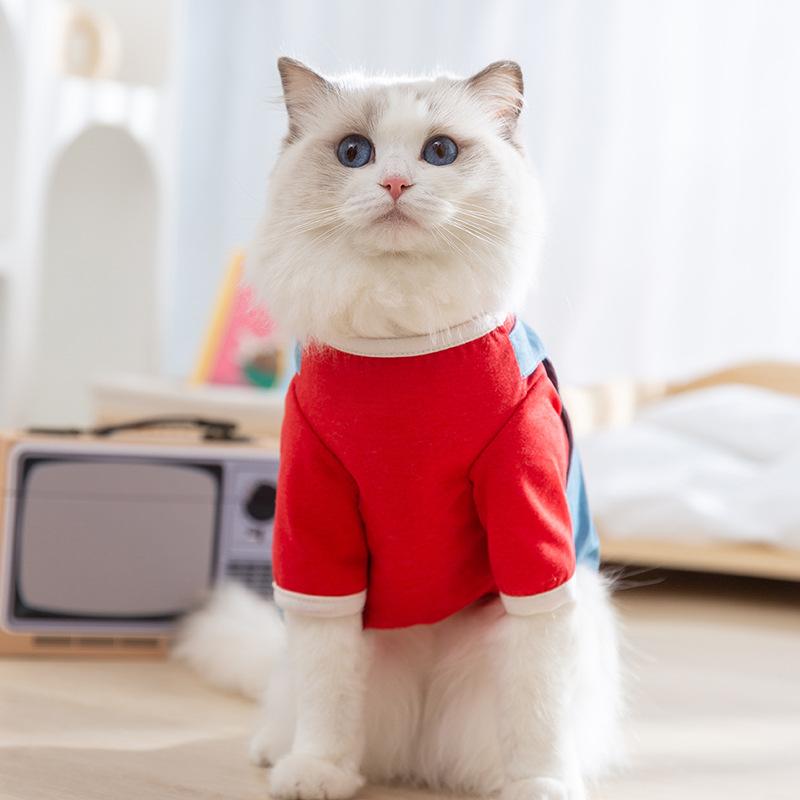 Denim fake two-piece traction T-shirt summer thin cat clothes pet anti-hair-loss muppet British short American short spring XXL (recommended weight 15-10kg)
Denim fake two-piece traction T-shirt summer thin cat clothes pet anti-hair-loss muppet British short American short spring XXL (recommended weight 15-10kg)