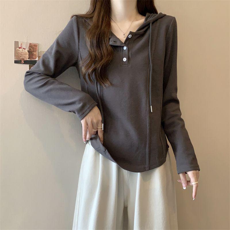 Plus Size Korean Style Slimming Hooded T-Shirt for Women - Cotton, Long Sleeve, Autumn/Winter XL сірий колір
Plus Size Korean Style Slimming Hooded T-Shirt for Women - Cotton, Long Sleeve, Autumn/Winter XL сірий колір