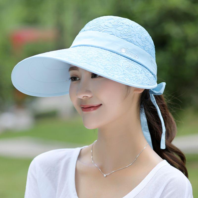 Защита лица от ультрафиолета для путешествий на открытом воздухе, широкополая велосипедная шляпа, летняя женская солнцезащитная шляпа, складная солнцезащитная шляпа sky blue