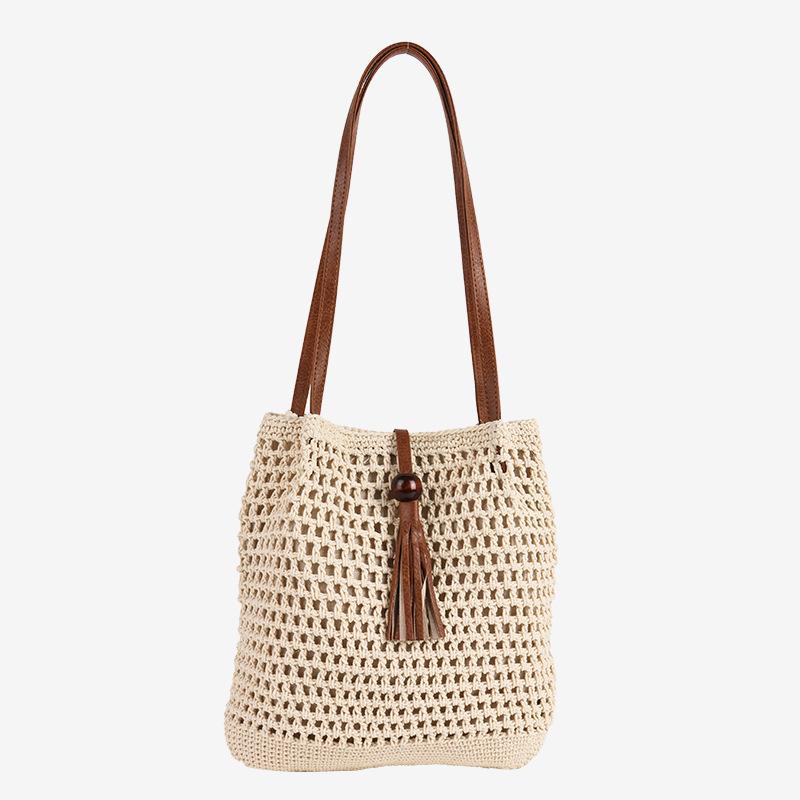 Ethnic Style Wood Beads Fringed Cotton Thread Woven Bag Hollow Pleated Shoulder Bag Vacation Beach Bag Leisure Women s Bag
Ethnic Style Wood Beads Fringed Cotton Thread Woven Bag Hollow Pleated Shoulder Bag Vacation Beach Bag Leisure Women s Bag