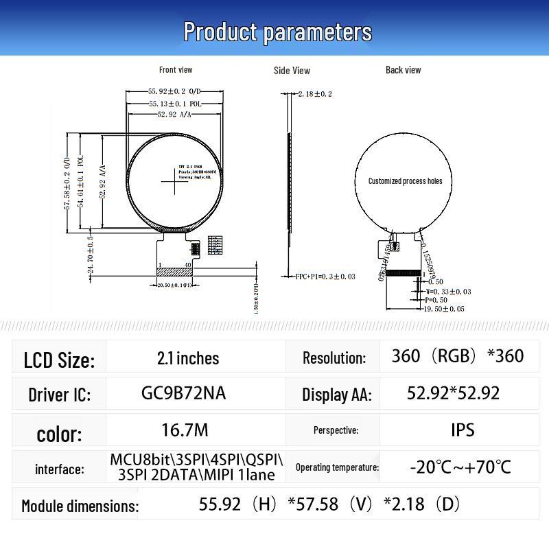 Xianchuang 2.1-inch Round IPS LCD Color Display for Home Appliances
Xianchuang 2.1-inch Round IPS LCD Color Display for Home Appliances