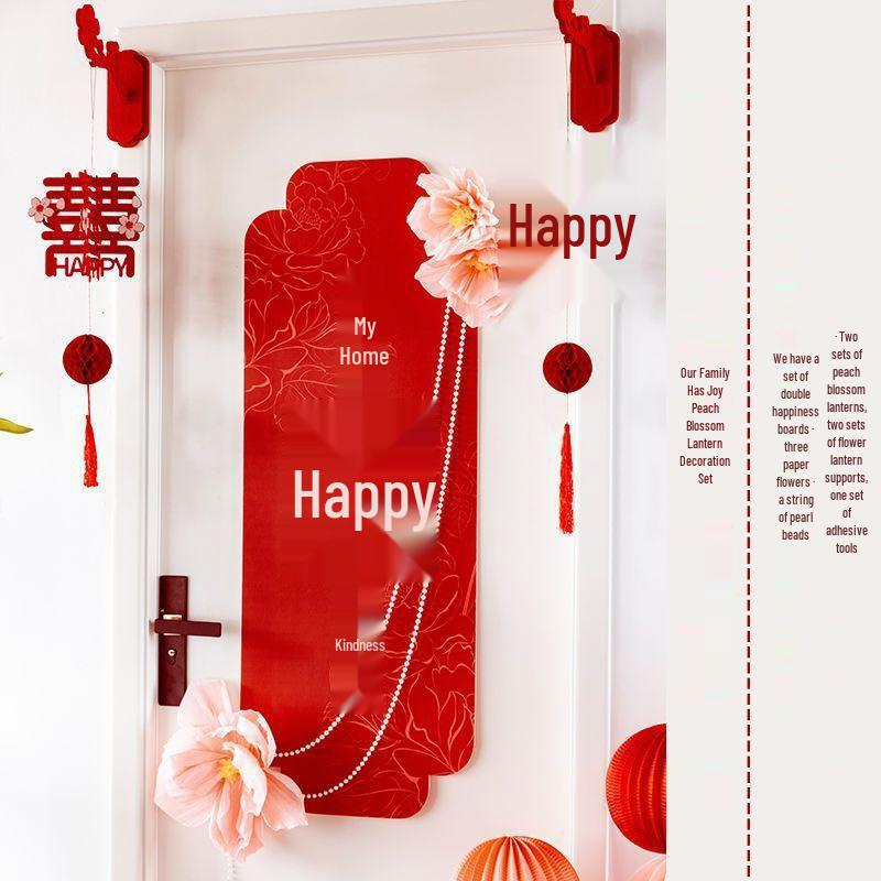 Wedding Room Double Happiness Door Hanger and Lantern Décor for Newlyweds.
Wedding Room Double Happiness Door Hanger and Lantern Décor for Newlyweds.