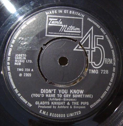 7inch Record GLADYS KNIGHT & THE PIPS - Didn t You Know (You d Have To Cry TMG728 Tamla Motown 1970 UK Soul/Funk Used
7inch Record GLADYS KNIGHT & THE PIPS - Didn t You Know (You d Have To Cry TMG728 Tamla Motown 1970 UK Soul/Funk Used