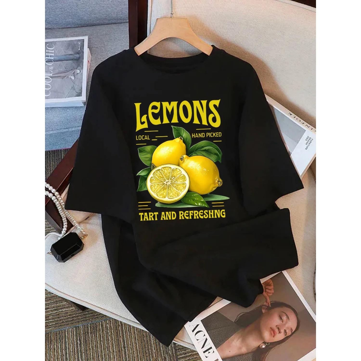 Summer T-Shirts Women Cotton Green Planted Lemons Printing Tops O-Neck Comfortable Loose Short Sleeve All-Match Woman Clothes S
Summer T-Shirts Women Cotton Green Planted Lemons Printing Tops O-Neck Comfortable Loose Short Sleeve All-Match Woman Clothes S