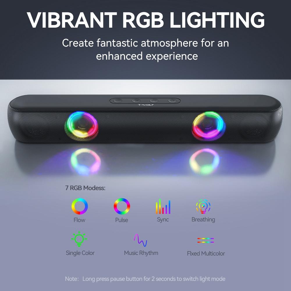 T-WOLF B320 Desktop Stereo Speaker Wireless Bluetooth-compatible Speaker with RGB Light Portable Sound Amp for Home Office A
T-WOLF B320 Desktop Stereo Speaker Wireless Bluetooth-compatible Speaker with RGB Light Portable Sound Amp for Home Office A