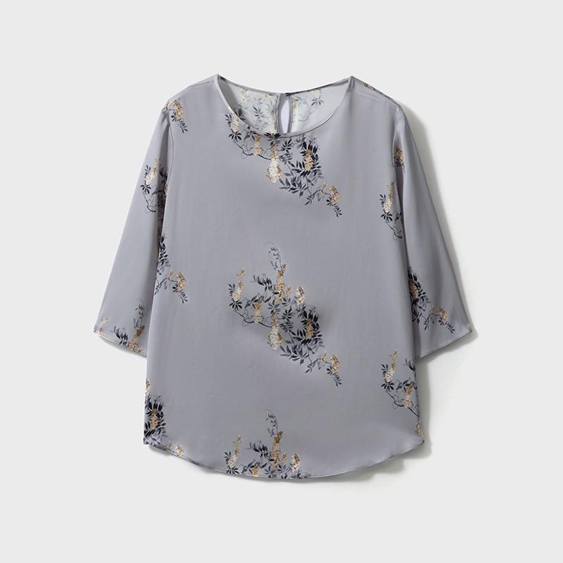 Elegant Mulberry Silk Printed Round Neck Short Sleeve Women s Top with Irregular Hem Large сірий колір/синій
Elegant Mulberry Silk Printed Round Neck Short Sleeve Women s Top with Irregular Hem Large сірий колір/синій