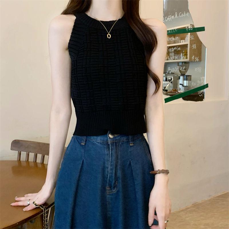 Summer Sleeveless Knitted Camisole Tank Top Women s Inner Wear Sexy Hot Girl Short Halter Top S чорний
Summer Sleeveless Knitted Camisole Tank Top Women s Inner Wear Sexy Hot Girl Short Halter Top S чорний