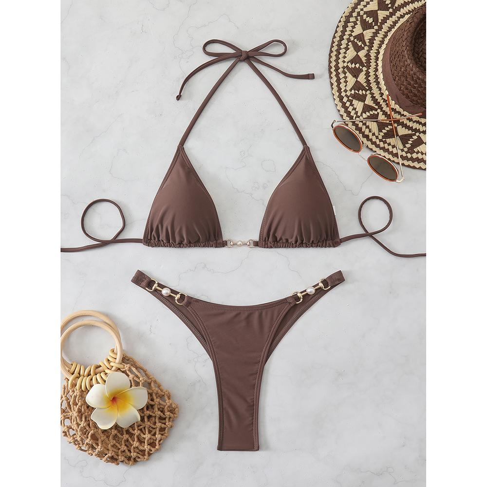 Sexy Bikini 2026 Women Chain Swimsuit Female Swimwear Thong Micro Bikinis Sets Two-piece Bathing Suit Swimming for Beach Wear S коричневый
Sexy Bikini 2026 Women Chain Swimsuit Female Swimwear Thong Micro Bikinis Sets Two-piece Bathing Suit Swimming for Beach Wear S коричневый