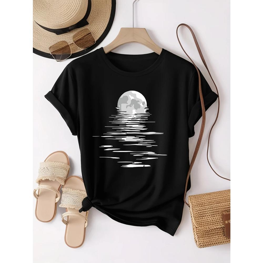 Women s T-shirt with A Printed Pattern The Bright Moon Rises Over The Sea ,Summer Comfortable Fabric Casual Short-Sleeve Tops M
Women s T-shirt with A Printed Pattern The Bright Moon Rises Over The Sea ,Summer Comfortable Fabric Casual Short-Sleeve Tops M