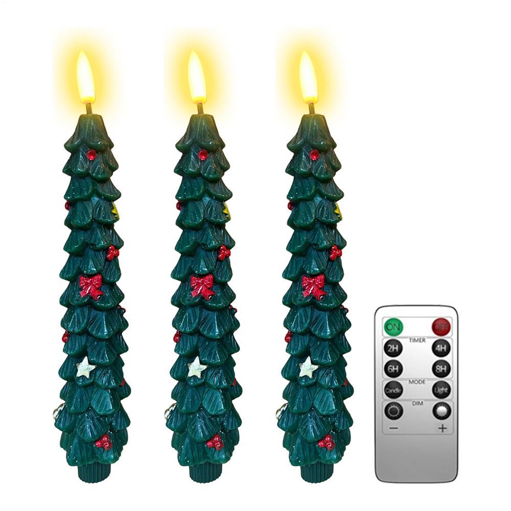 3pcs Christmas Tree LED Candles Holiday Electric Christmas Tree shaped Candles With Remote Control Decorative Atmosphere Light
3pcs Christmas Tree LED Candles Holiday Electric Christmas Tree shaped Candles With Remote Control Decorative Atmosphere Light