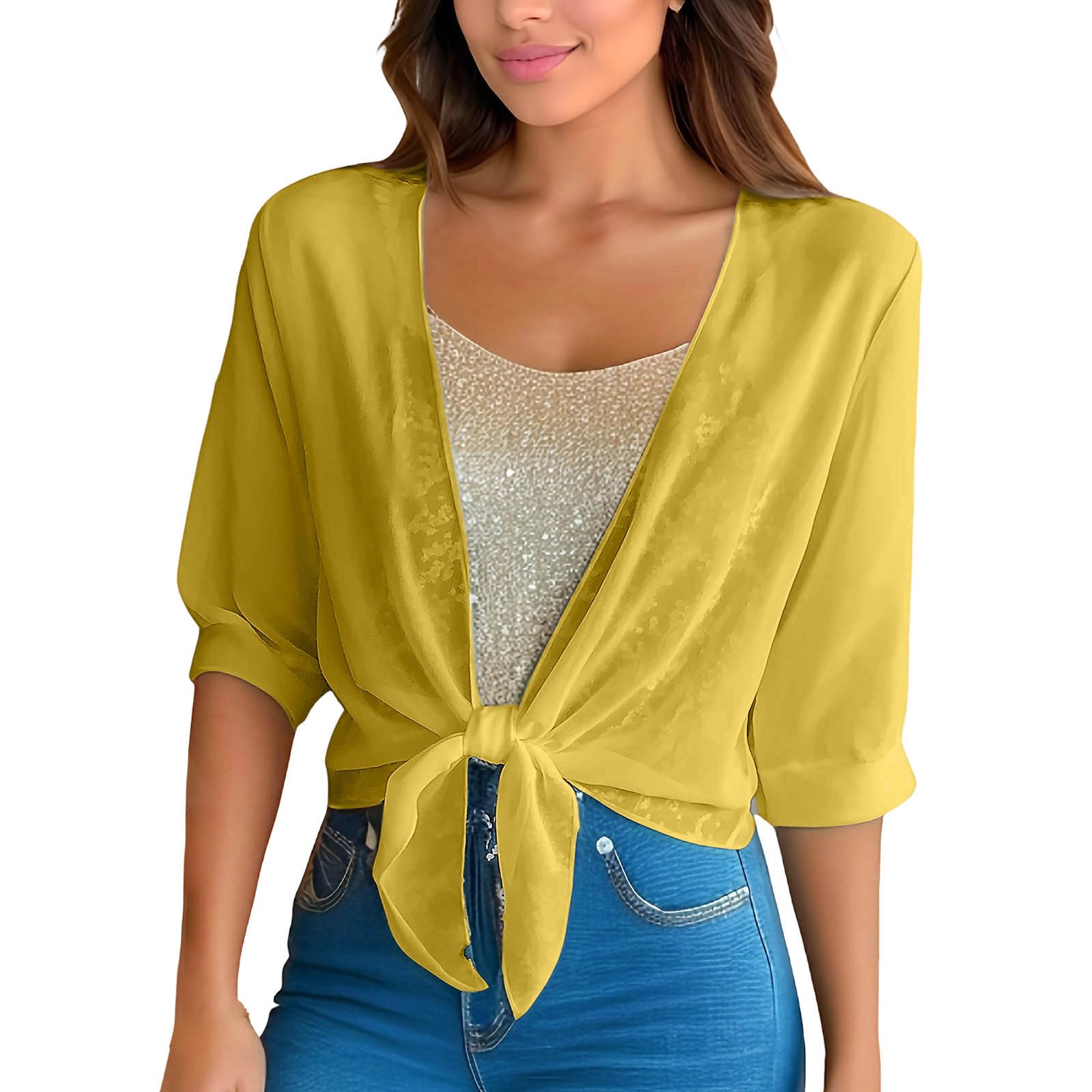 Women s Tops 3/4 Sleeve Soft Beach Shirt Chiffon Sheer Blouses XL жовтий
Women s Tops 3/4 Sleeve Soft Beach Shirt Chiffon Sheer Blouses XL жовтий