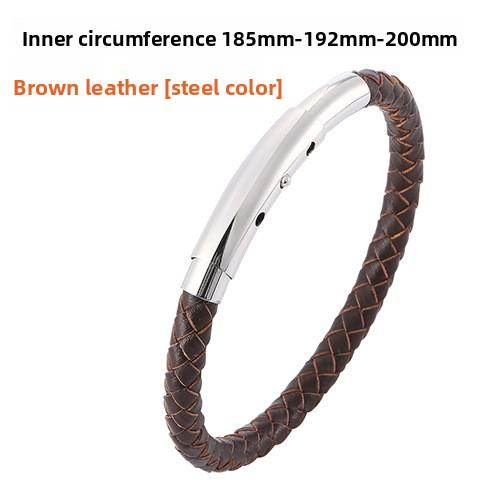 Meier Titanium steel braided leather bracelet - stainless steel adjustable leather bangle
Meier Titanium steel braided leather bracelet - stainless steel adjustable leather bangle