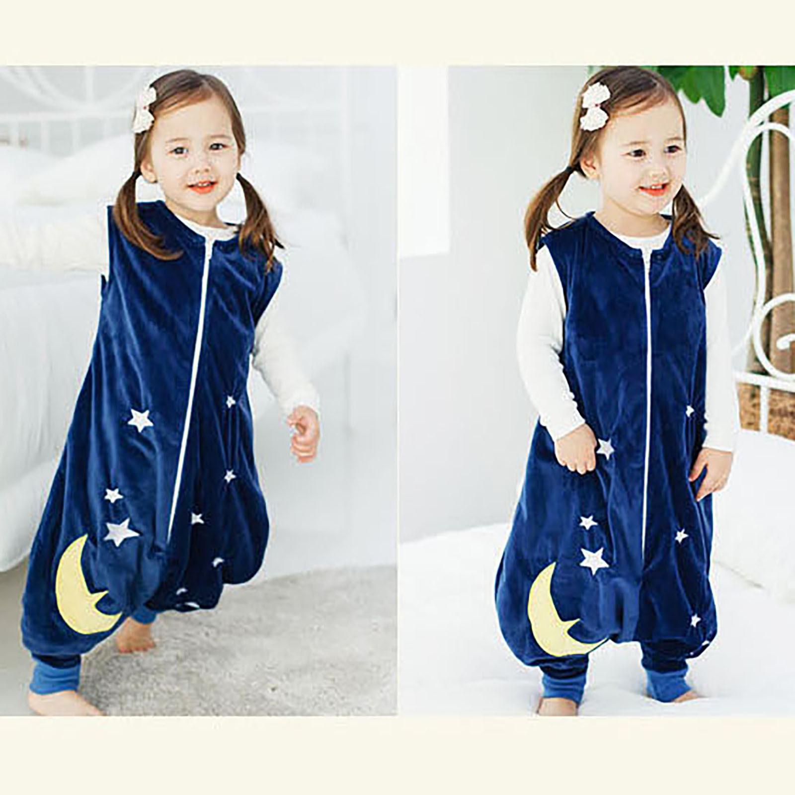 Комбинезон с героями мультфильмов для маленьких мальчиков и девочек, носимое флисовое одеяло, спальный мешок M тёмно-синий