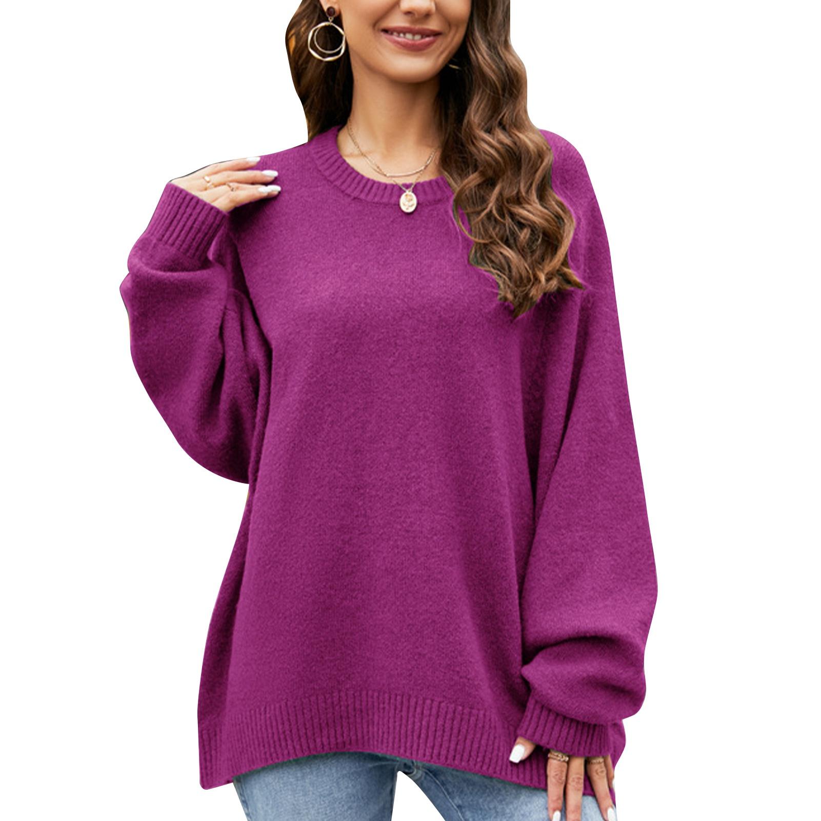 Women Crew Neck Sweater Long Sleeve Loose Fit Crew Neck Plain Color Casual Knitted Pullover Purple M M фіолетовий
Women Crew Neck Sweater Long Sleeve Loose Fit Crew Neck Plain Color Casual Knitted Pullover Purple M M фіолетовий