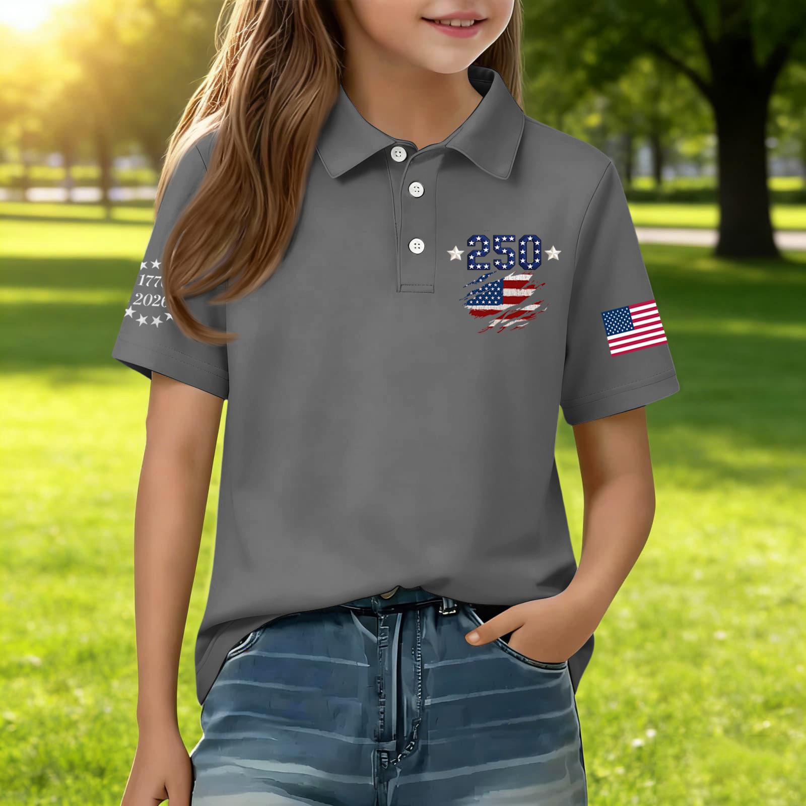 Kids Short Sleeve Polo Shirt Independence Day Print Casual Tee Boys Girls Comfortable Fit Soft Fabric Summer Wear 130
Kids Short Sleeve Polo Shirt Independence Day Print Casual Tee Boys Girls Comfortable Fit Soft Fabric Summer Wear 130