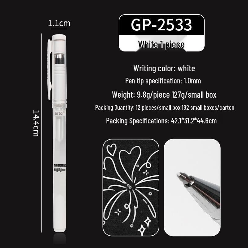 Letu White 1.0mm Highlighter & Art Pen: Gold/Silver for DIY, Journal, Doodle, and Hand-Drawn Projects.
Letu White 1.0mm Highlighter & Art Pen: Gold/Silver for DIY, Journal, Doodle, and Hand-Drawn Projects.