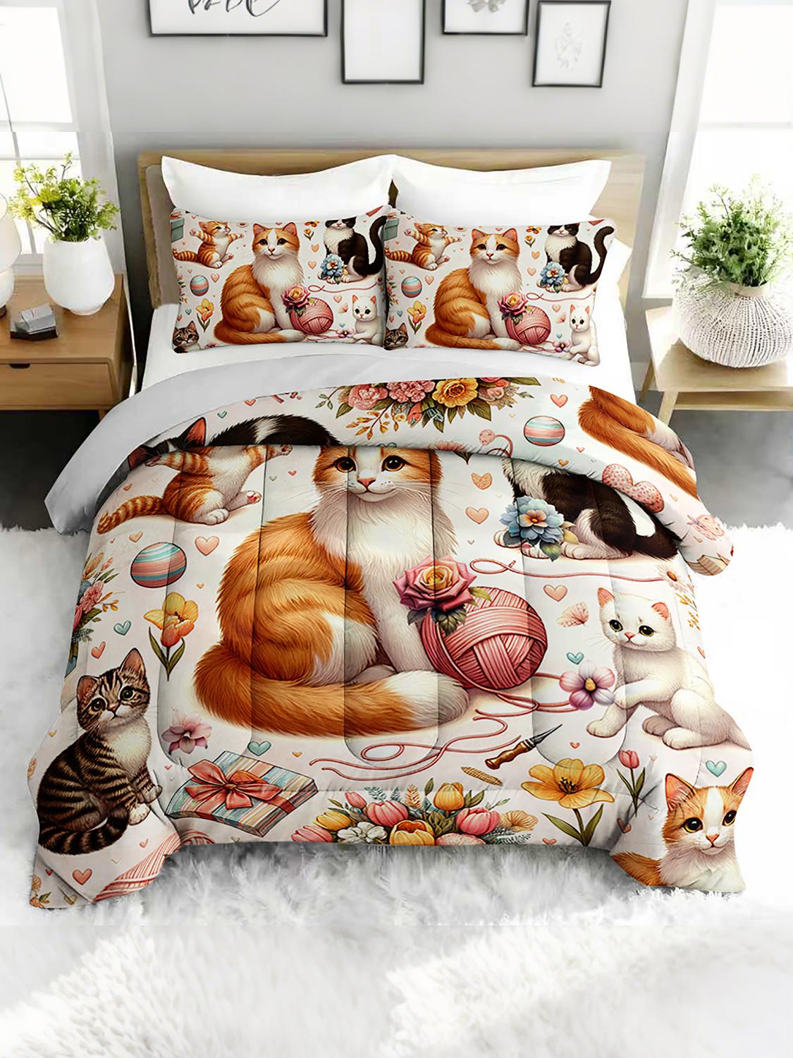 3PC Kitty Cat Comforter Set Adorable Feline Animal Bedding with 2 Pillowcases Cute Duvet Set for Bedroom Lovely Cats Theme Twin
3PC Kitty Cat Comforter Set Adorable Feline Animal Bedding with 2 Pillowcases Cute Duvet Set for Bedroom Lovely Cats Theme Twin
